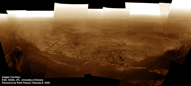 Huygens Panorama of Shoreline on Titan in color